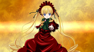 Woman red dress long hair 3 - long hair and a flower free wallpaper