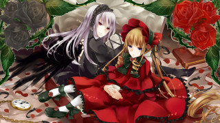 Anime characters bed roses sitting - a storybook illustration free wallpaper for desktop