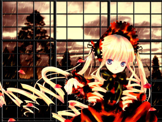 Anime girl long blue eyes - caged free wallpaper