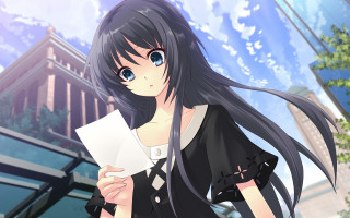 Girl black hair paper cityscape - a piece of paper free wallpaper