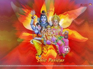 Hindu god family colorful shri - the middle free wallpaper