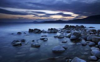 Rocky beach cloudy sky water 5 - ansel adams free wallpaper