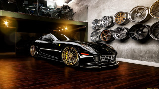 Black sports car garage wheels - rim free wallpaper