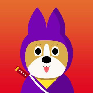 Dog purple outfit red knife - its mouth free wallpaper