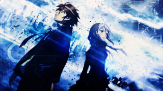 Anime characters blue background lightning - lightening free wallpaper