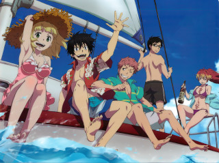Boat ocean group people pole - one person free wallpaper