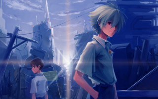 Boy ship sci fi world - city background free wallpaper
