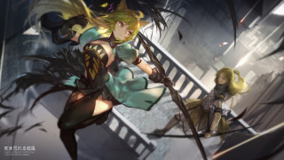 Green dress sword girl yellow - a green dress holding free wallpaper