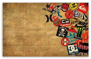 Stickers on paper collage colorful - sticker free wallpaper