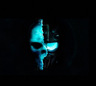 Skull blue light black background 3 - a skull free wallpaper