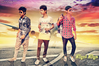 Three boys sunset plane parking - young free wallpaper