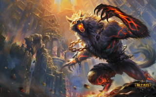 Demonic creature glowing eye cityscape - chris rahn free wallpaper