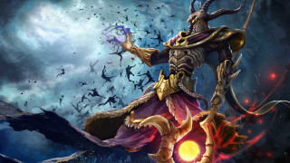 Demon glowing ball bats flying - a painting of a demon holding free wallpaper