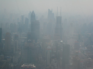 City skyline smog fog distance - the road free wallpaper