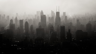 City skyline foggy day skyscrapers - skyscraper free wallpaper