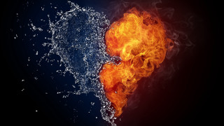 Fire water black blue border - neoromanticism free wallpaper