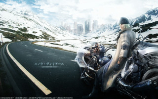 Motorcycle snow mountain city outdoors - a man riding free wallpaper