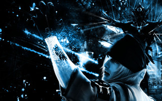 Woman cellphone futuristic blue lights - a woman holding free wallpaper