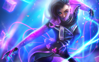 Futuristic woman sword glowing lights - a futuristic suit free wallpaper