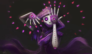 Skeleton purple hair pink hearts - a purple hair free wallpaper