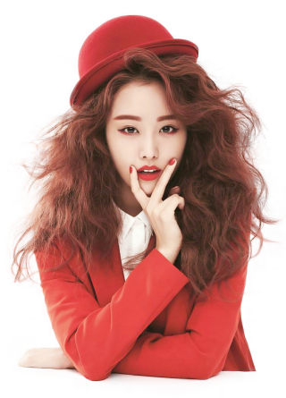 Woman red hat coat red - choi buk free wallpaper