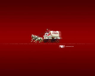 Red white truck horse wagon - truck free wallpaper