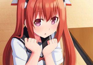 Red haired girl bow tie 2 - aguri uchida free wallpaper