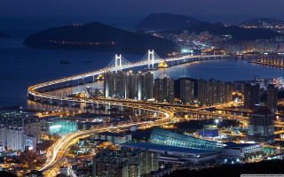 City night bridge river background - choi buk free wallpaper