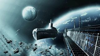 Spaceship ocean planet moon background - a space ship free wallpaper