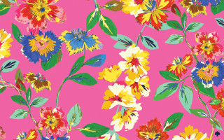 Pink floral background flowers leaves - naive art free wallpaper for desktop