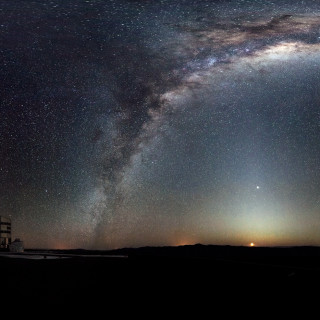 Large star filled sky tower - free space wallpaper