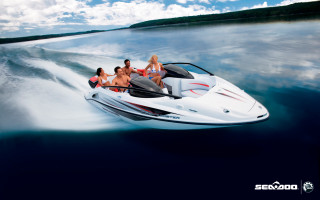 Boat people water sky clouds - a white boat free wallpaper