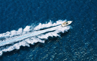 Boat water wake precisionism ocean - ocean free wallpaper