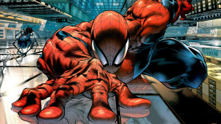 Spider man leans table city - a spider man free wallpaper