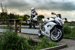 Motorcycle jump bridge water cloudy - cloudy free wallpaper