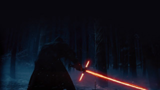 Man dark forest holding light 2 - a light saber free wallpaper