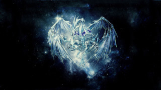 Large white dragon flying sky - star and dust free wallpaper
