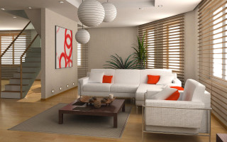 Living room white couch orange - enguerrand quarton free wallpaper