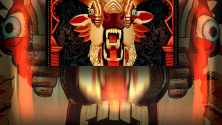 Mask red light mouth painting - pop surrealism free wallpaper