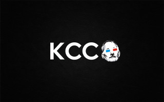 Black background white kccc logo - a mans face free wallpaper