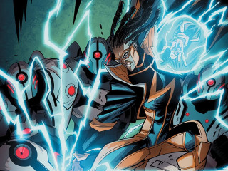 Man sword lightnings demon afrofuturism - glowing free wallpaper