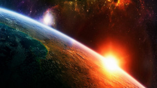 Earth space view bright light 6 - a bright star in the background free wallpaper