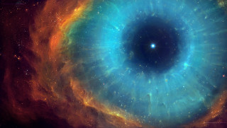 Large blue eyeball star filled - a black hole in the center free wallpaper