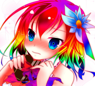 Girl colorful hair flower cell - a cell phone free wallpaper