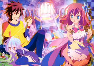 Anime characters sitting castle cell - a cell phone free wallpaper