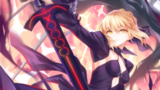 Woman black dress sword red 4 - a red flame free wallpaper