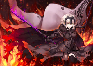 Woman black outfit sword fire - a black outfit holding free wallpaper