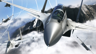 Fighter jet flying sky background 6 - the background and mountains free wallpaper