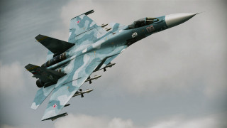 Fighter jet cloudy sky four - its side free wallpaper