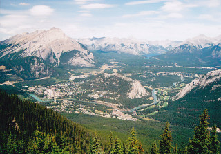 Valley mountains town river high - a high point of view free wallpaper